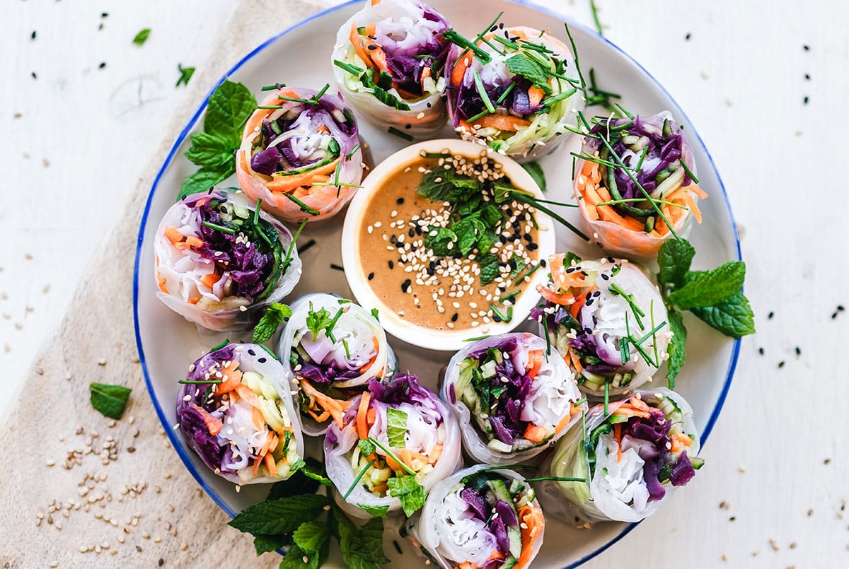 Rouleaux de printemps et sa sauce cacahuète