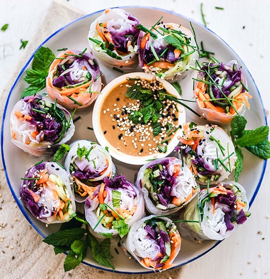 Rouleaux de printemps et sa sauce cacahuète