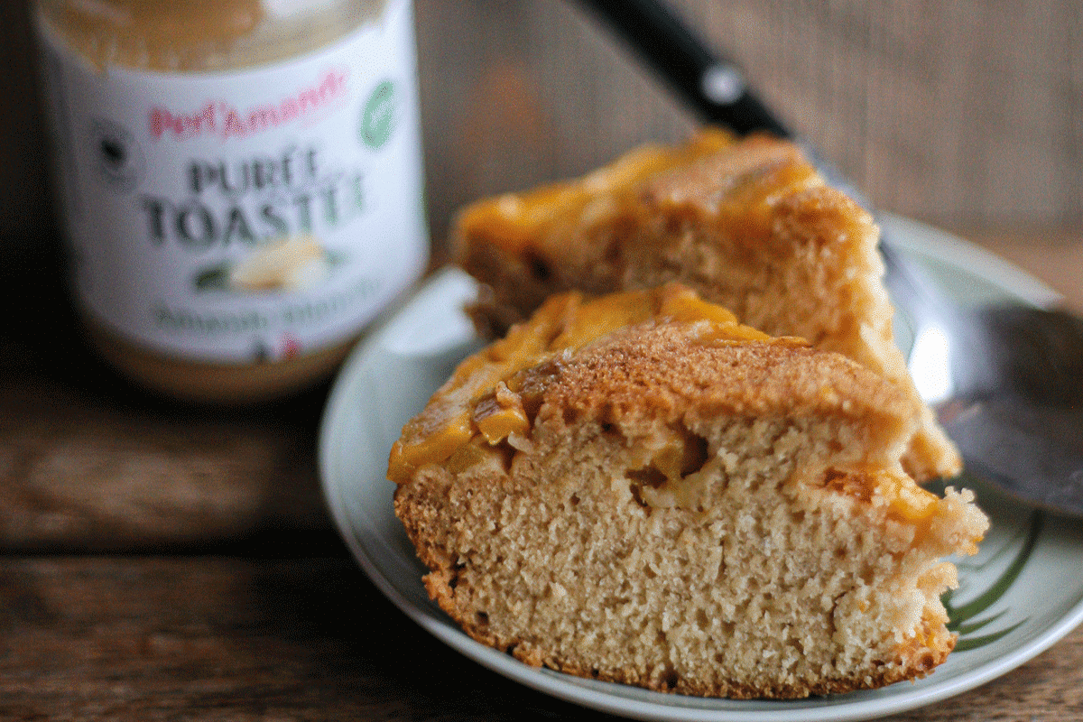 Gâteau mangue a la purée amande toastée @Plante ton assiette