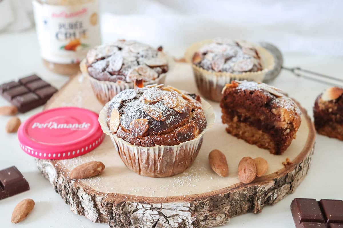 Muffins ultra moelleuses choco amande avec la purée d'amandes complète by viesansgluten