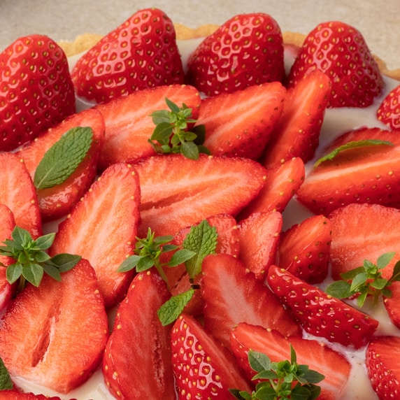 Tarte aux fraises Purée de pistache crue