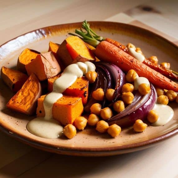 Légumes rôtis et sauce à la purée chaï